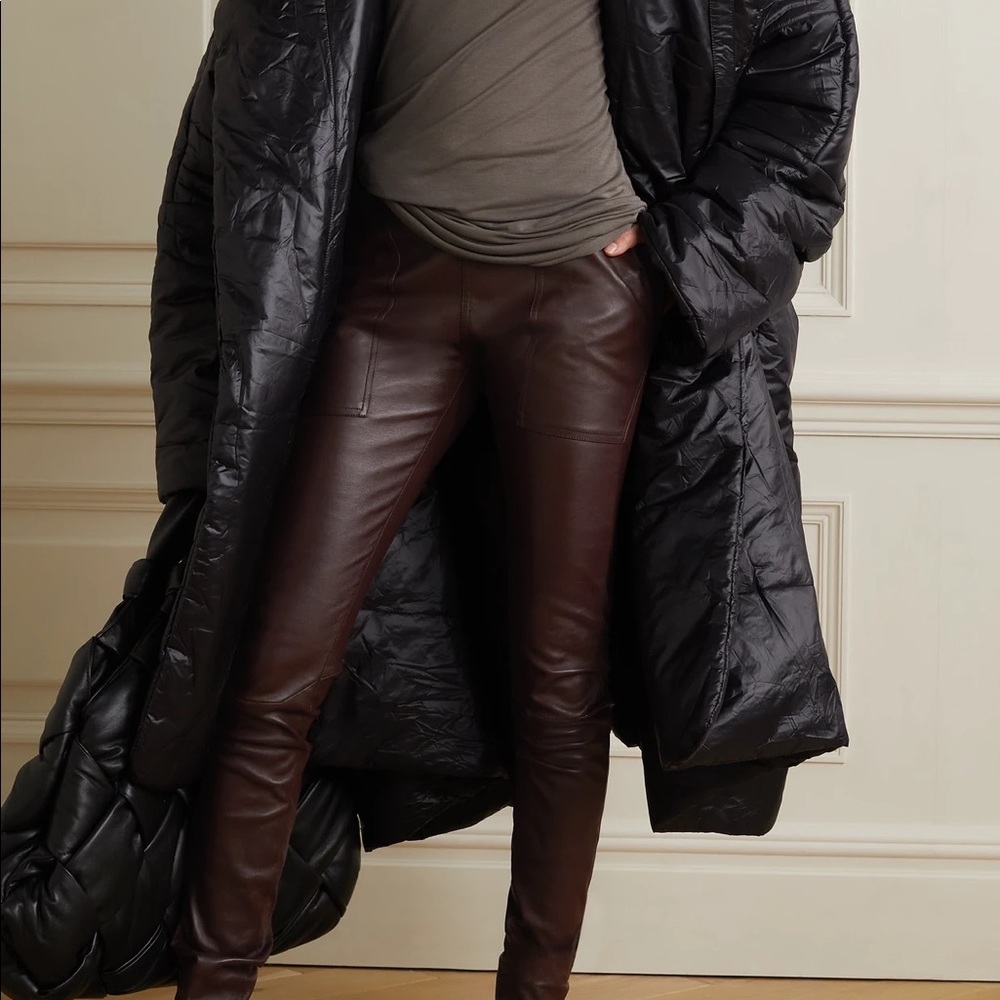 Rick Owens Leather Burgundy Pants / Leggings